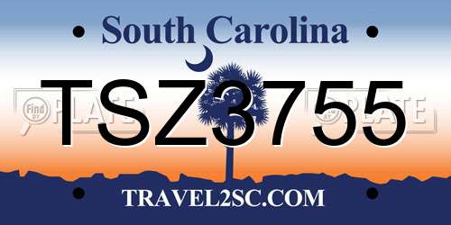 TSZ3755 South Carolina License Plate