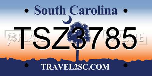 TSZ3785 South Carolina License Plate