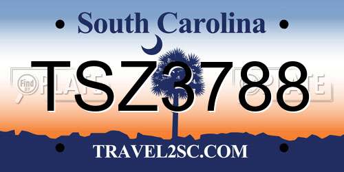 TSZ3788 South Carolina License Plate