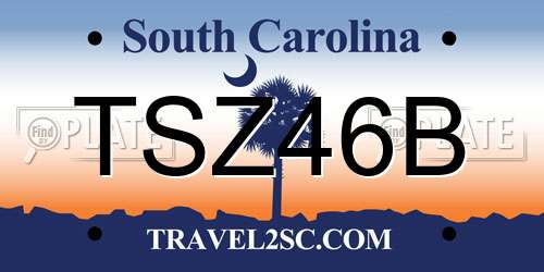 TSZ46B South Carolina License Plate