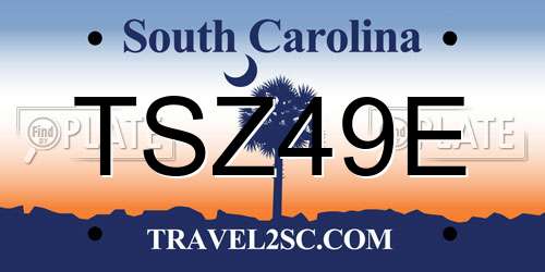 TSZ49E South Carolina License Plate