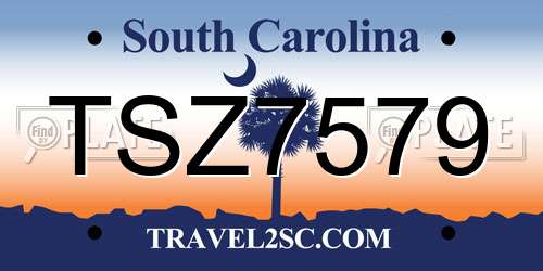 TSZ7579 South Carolina License Plate