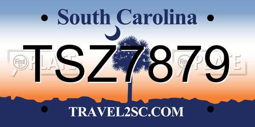 TSZ7879 South Carolina License Plate
