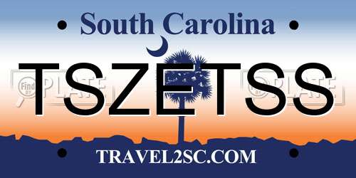 TSZETSS South Carolina License Plate