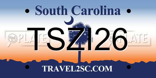 TSZI26 South Carolina License Plate