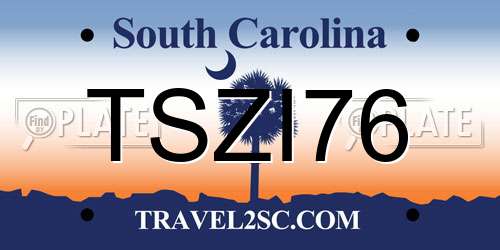 TSZI76 South Carolina License Plate