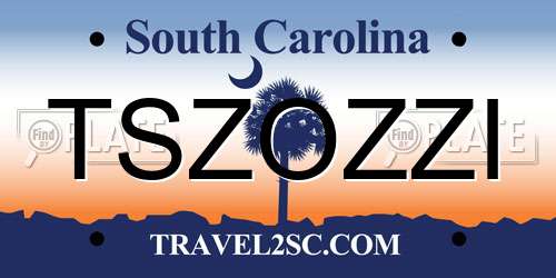 TSZOZZI South Carolina License Plate