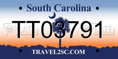 TT03791 South Carolina License Plate