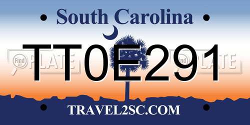 TT0E291 South Carolina License Plate