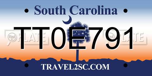 TT0E791 South Carolina License Plate