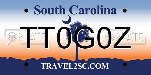 TT0G0Z South Carolina License Plate