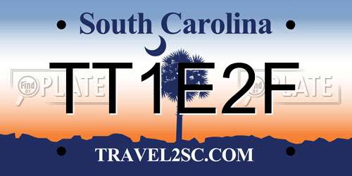 TT1E2F South Carolina License Plate