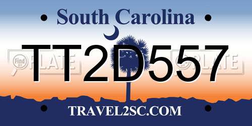 TT2D557 South Carolina License Plate