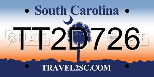 TT2D726 South Carolina License Plate