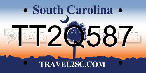 TT2Q587 South Carolina License Plate