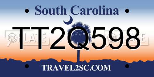TT2Q598 South Carolina License Plate