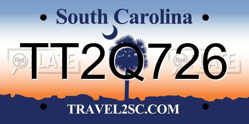 TT2Q726 South Carolina License Plate