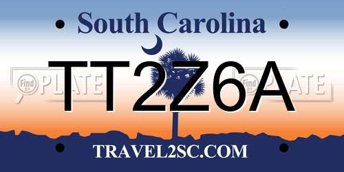 TT2Z6A South Carolina License Plate