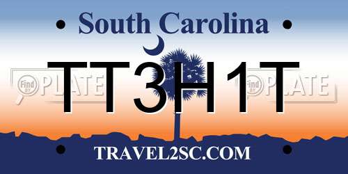 TT3H1T South Carolina License Plate