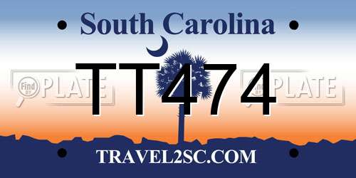 TT474 South Carolina License Plate