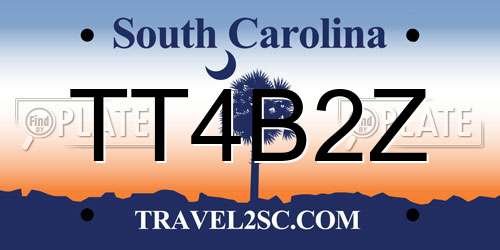 TT4B2Z South Carolina License Plate
