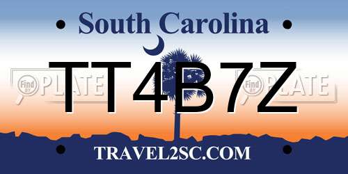 TT4B7Z South Carolina License Plate