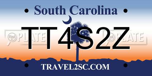 TT4S2Z South Carolina License Plate