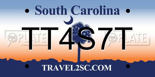 TT4S7T South Carolina License Plate