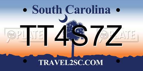 TT4S7Z South Carolina License Plate