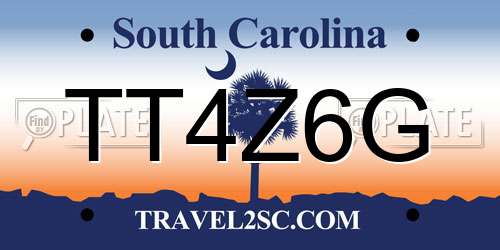 TT4Z6G South Carolina License Plate