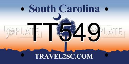 TT549 South Carolina License Plate