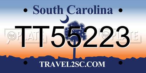 TT55223 South Carolina License Plate