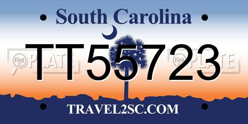 TT55723 South Carolina License Plate