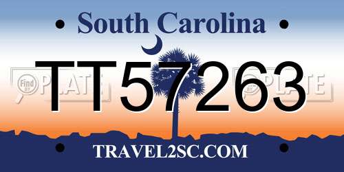 TT57263 South Carolina License Plate