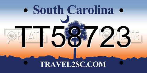 TT58723 South Carolina License Plate