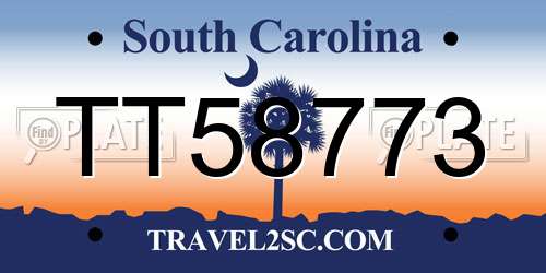 TT58773 South Carolina License Plate
