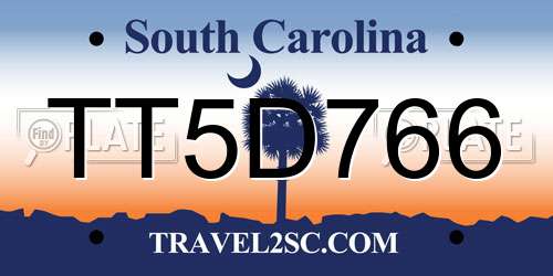 TT5D766 South Carolina License Plate