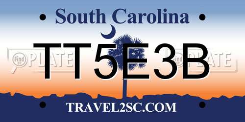 TT5E3B South Carolina License Plate