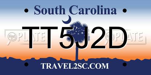 TT5J2D South Carolina License Plate
