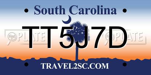 TT5J7D South Carolina License Plate