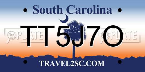 TT5J7O South Carolina License Plate