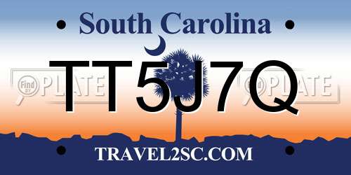 TT5J7Q South Carolina License Plate