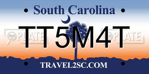TT5M4T South Carolina License Plate
