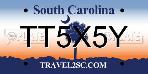 TT5X5Y South Carolina License Plate