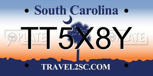 TT5X8Y South Carolina License Plate
