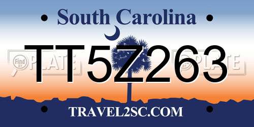 TT5Z263 South Carolina License Plate