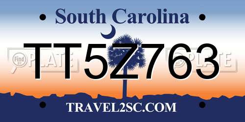TT5Z763 South Carolina License Plate