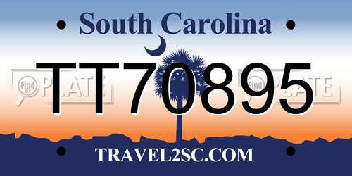 TT70895 South Carolina License Plate