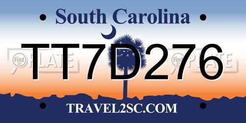 TT7D276 South Carolina License Plate