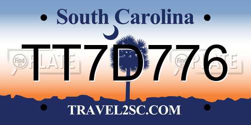 TT7D776 South Carolina License Plate